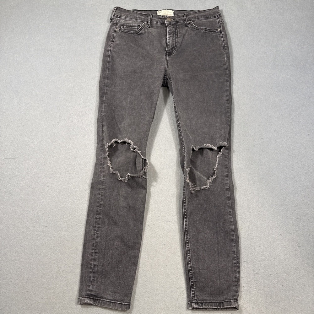 We The Free Free People Black Wash Distressed Skinny Jeans Womens 29